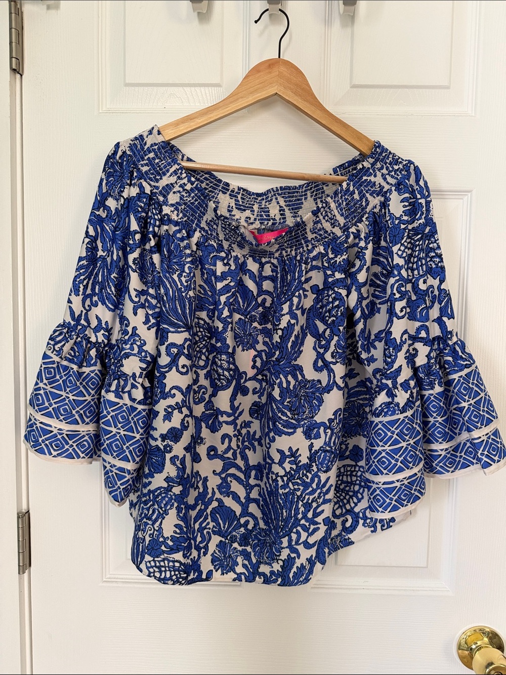 Lilly Pulitzer Kaori 3/4 sleeve off the shoulder blouse